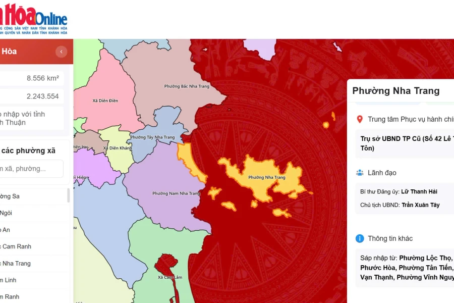 Báo Khánh Hòa ra mắt bản đồ số 65 xã, phường, đặc khu