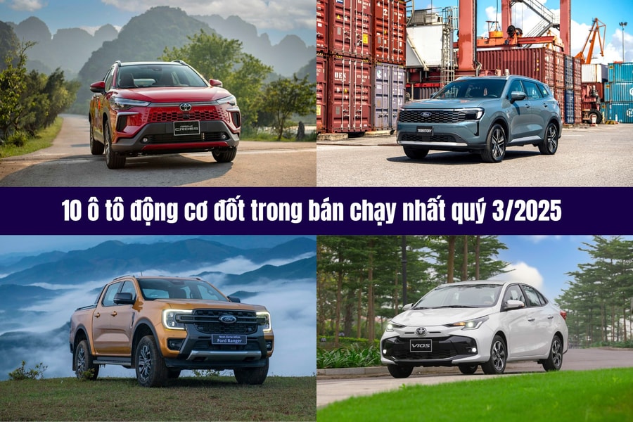Top 10 ô tô động cơ đốt trong bán chạy nhất quý 3/2025