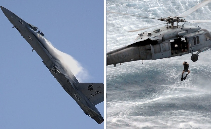 Tiêm kích F/A-18 và trực thăng Sea Hawk của Mỹ rơi ở Biển Đông