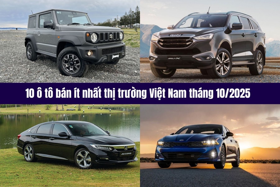 10 ô tô bán ít nhất thị trường Việt Nam tháng 10/2025